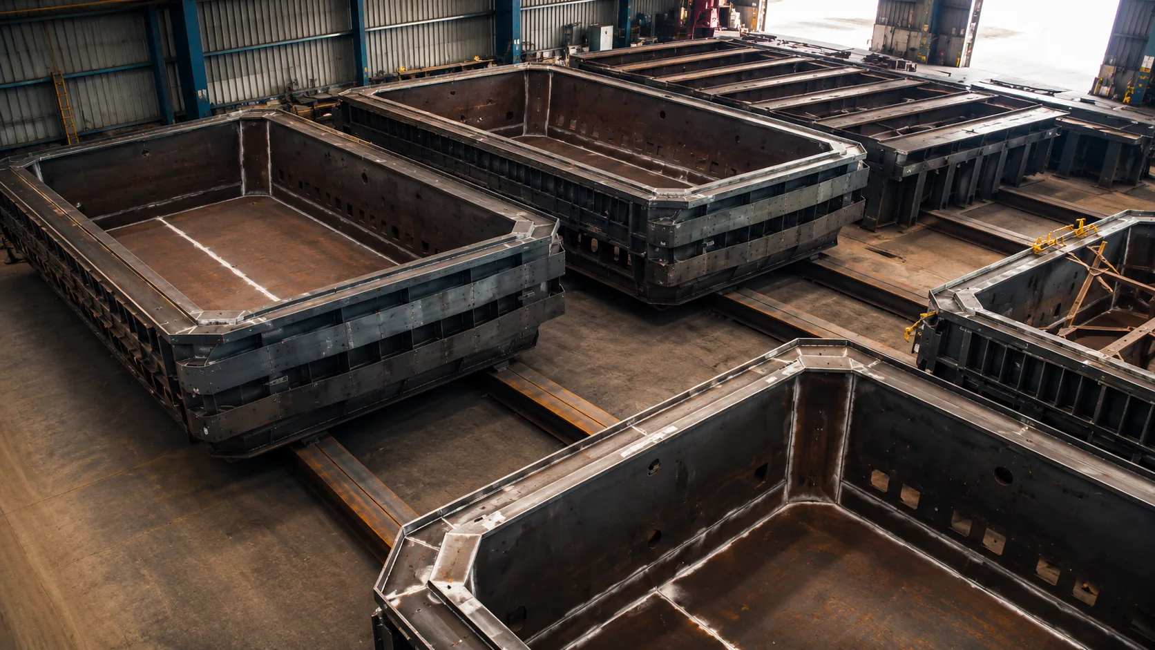 Cathode shells in fabrication workshop