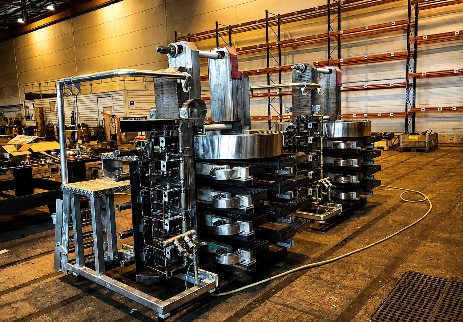 Completed mechanical packages assembled and skidded in the workshop before delivery