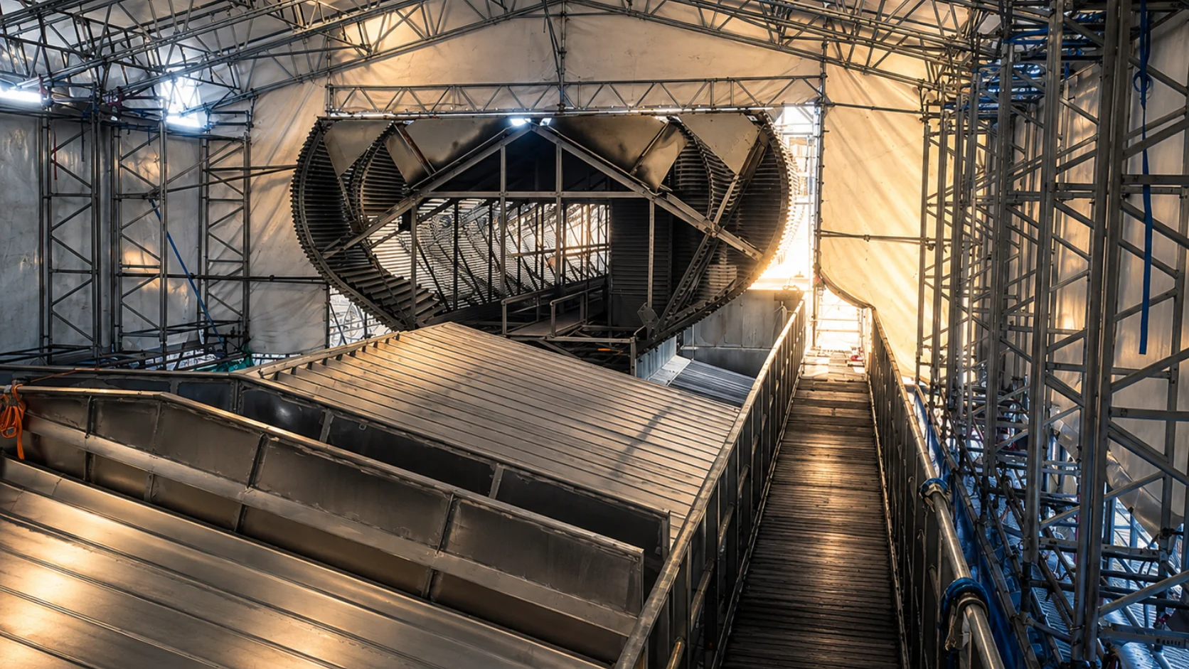 Modification work inside an operating smelter