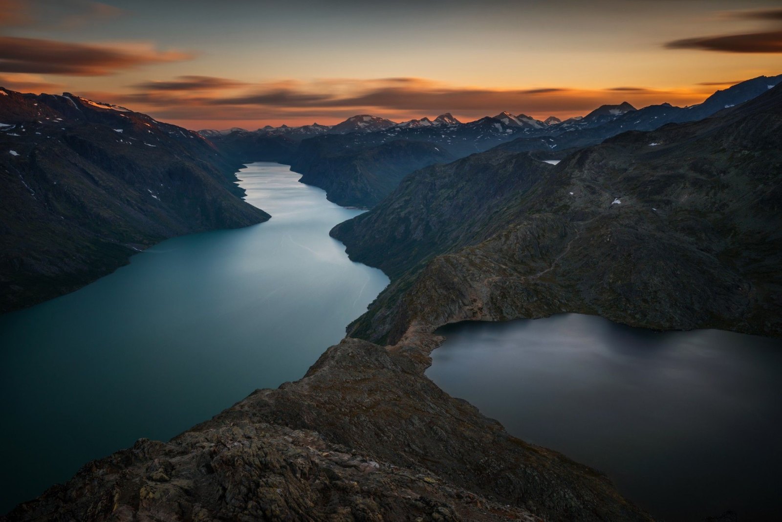 Norwegian mountain landscape at dusk