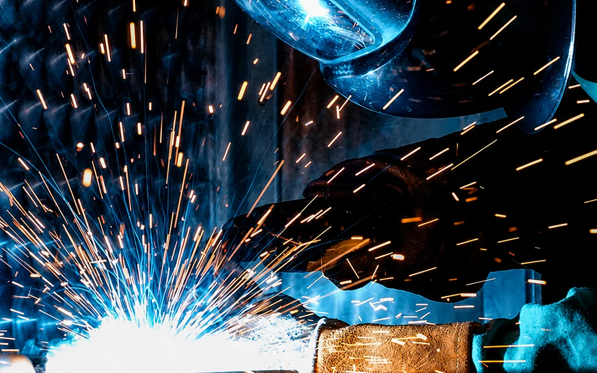 Certified welding in progress in the workshop